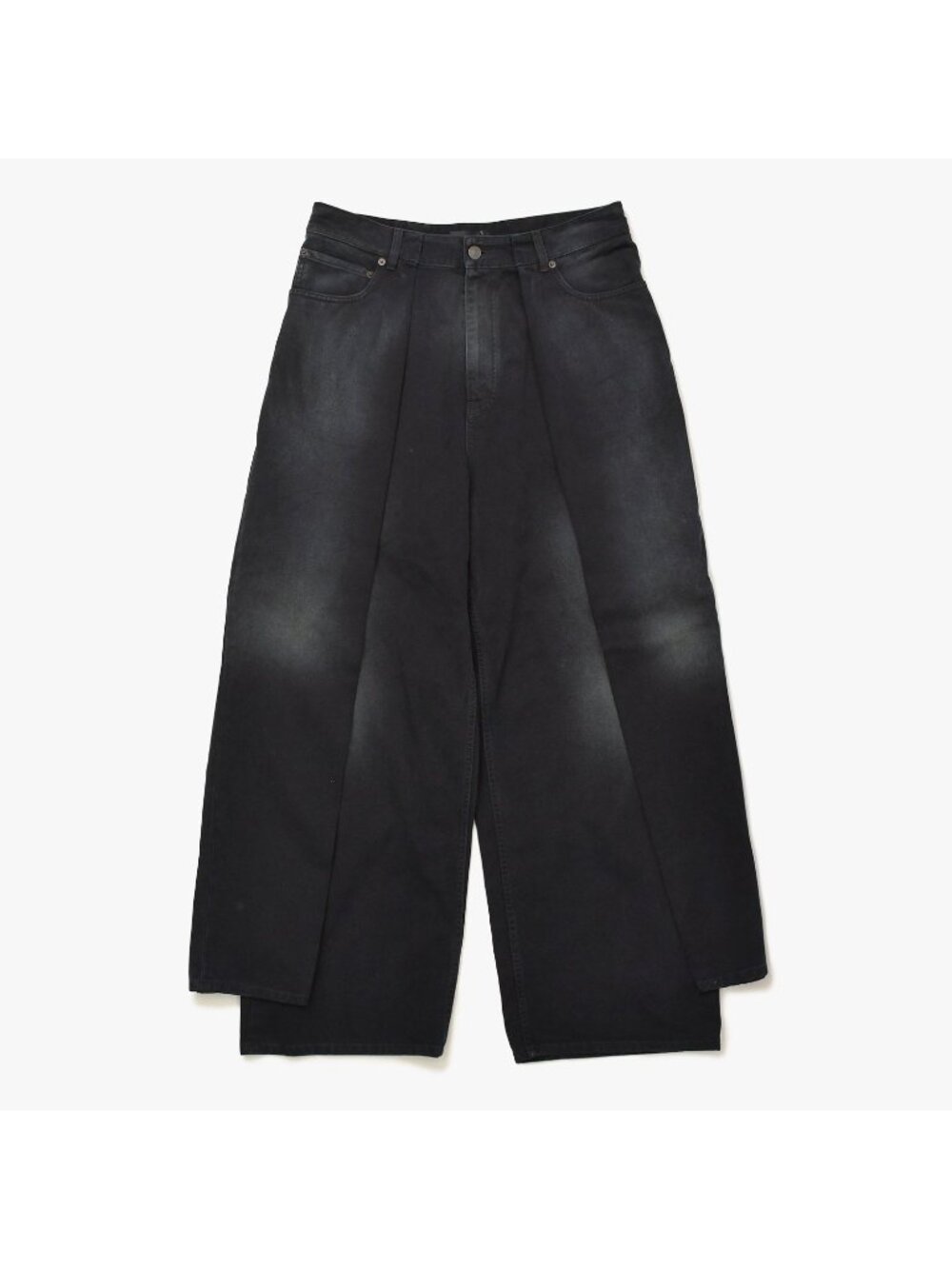 Balenciaga Denim Pants Double Trousers Side Wide Black M